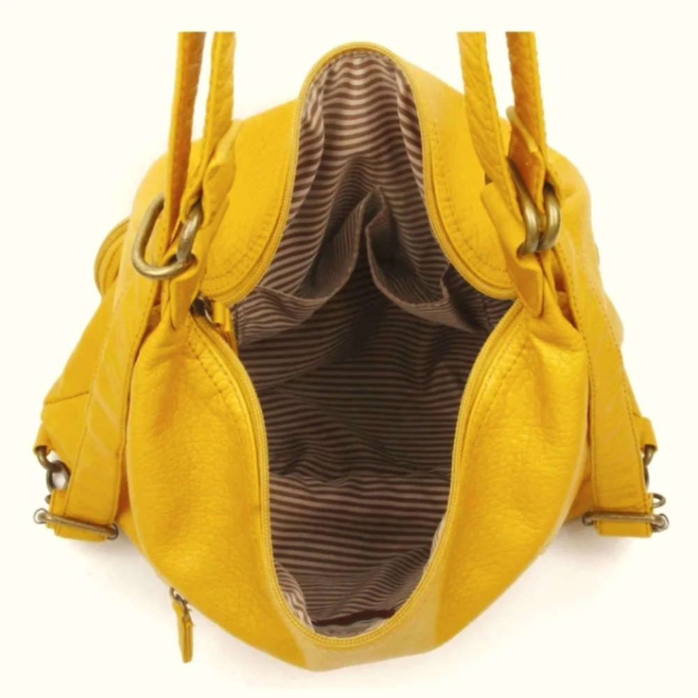 NWT AMPERE CREATIONS Janey Jane Convertible Backpack Mustard Yellow Gold